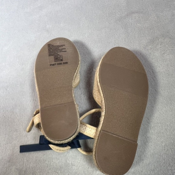 Janie and Jack Sandals Girls 8 Toddler Tan Flower Espadrille Straw Shoes Summer - Picture 7 of 8